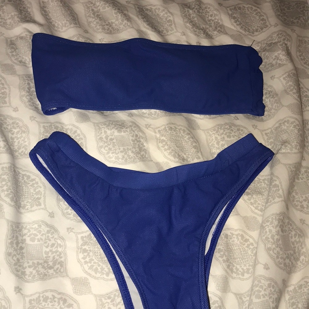 Blue Strapless Bikini